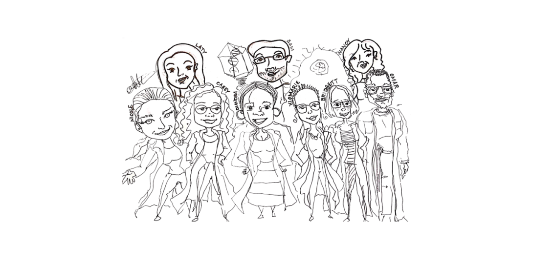 Sketch of group of Freitag past lab members