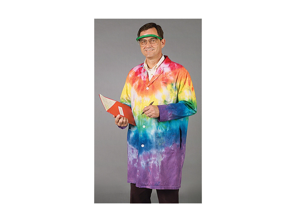 Scientist in a tie dye coat