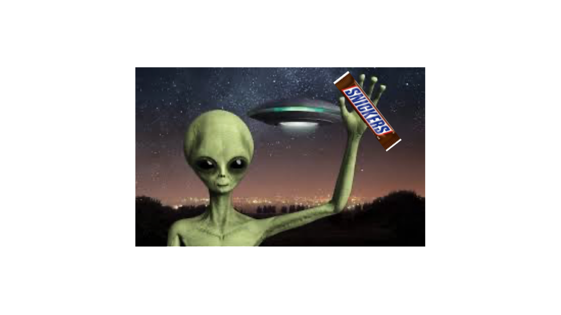 alien holding sneakers bar